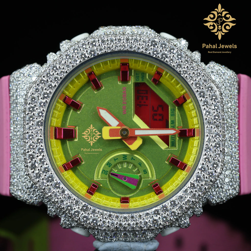 Hot Sale GA2100 Iced Moissanite Diamond Watch Case Bezel 925 Sterling Silver VVS Hip-Hop Style for Men and Women
