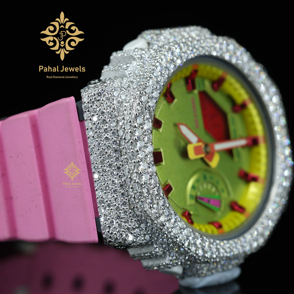 Hot Sale GA2100 Iced Moissanite Diamond Watch Case Bezel 925 Sterling Silver VVS Hip-Hop Style for Men and Women