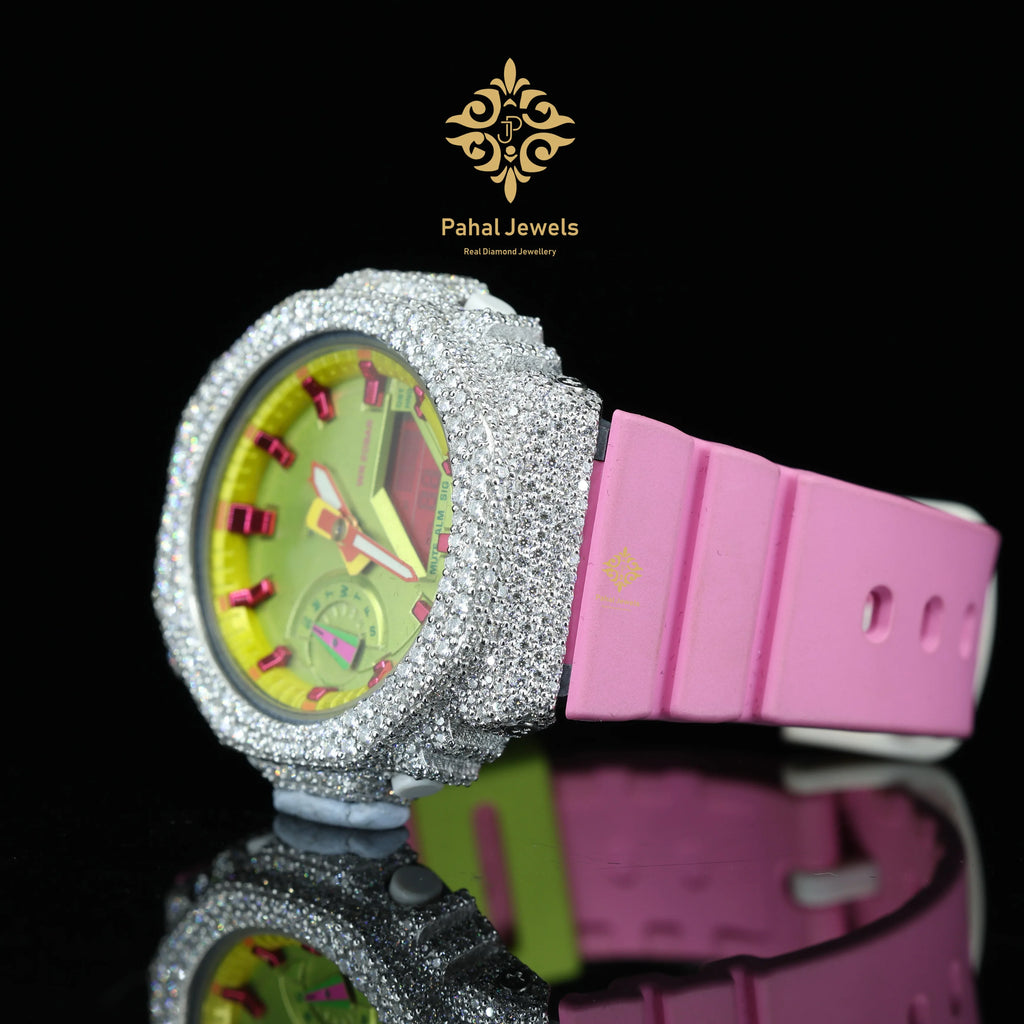 Hot Sale GA2100 Iced Moissanite Diamond Watch Case Bezel 925 Sterling Silver VVS Hip-Hop Style for Men and Women