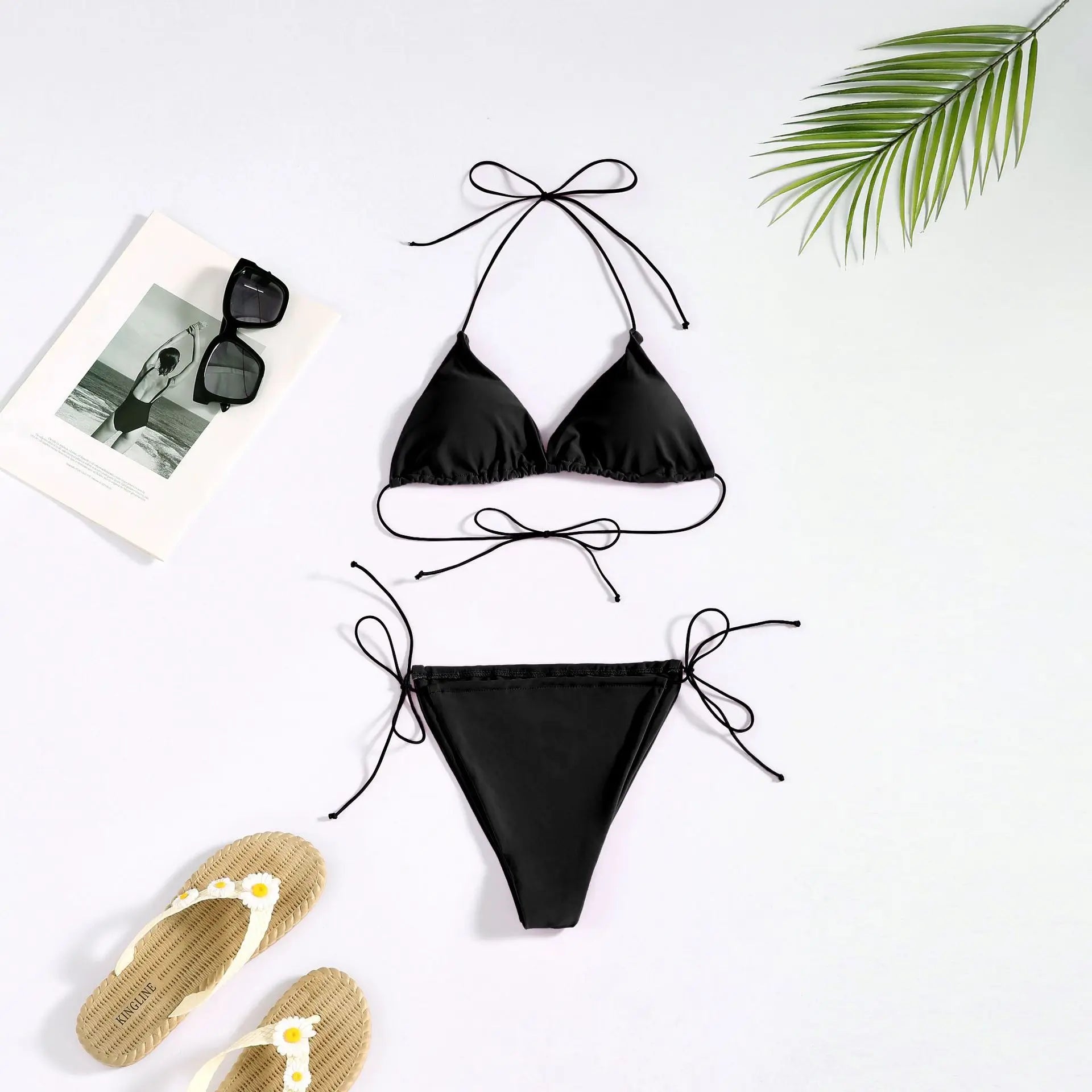 DYRX-Y1867 Eco Friendly Sexiness Swimwear Ladies Sexy Bikini Suit Solid Color Triangle Bikini Top Matching Color Bikini Sets