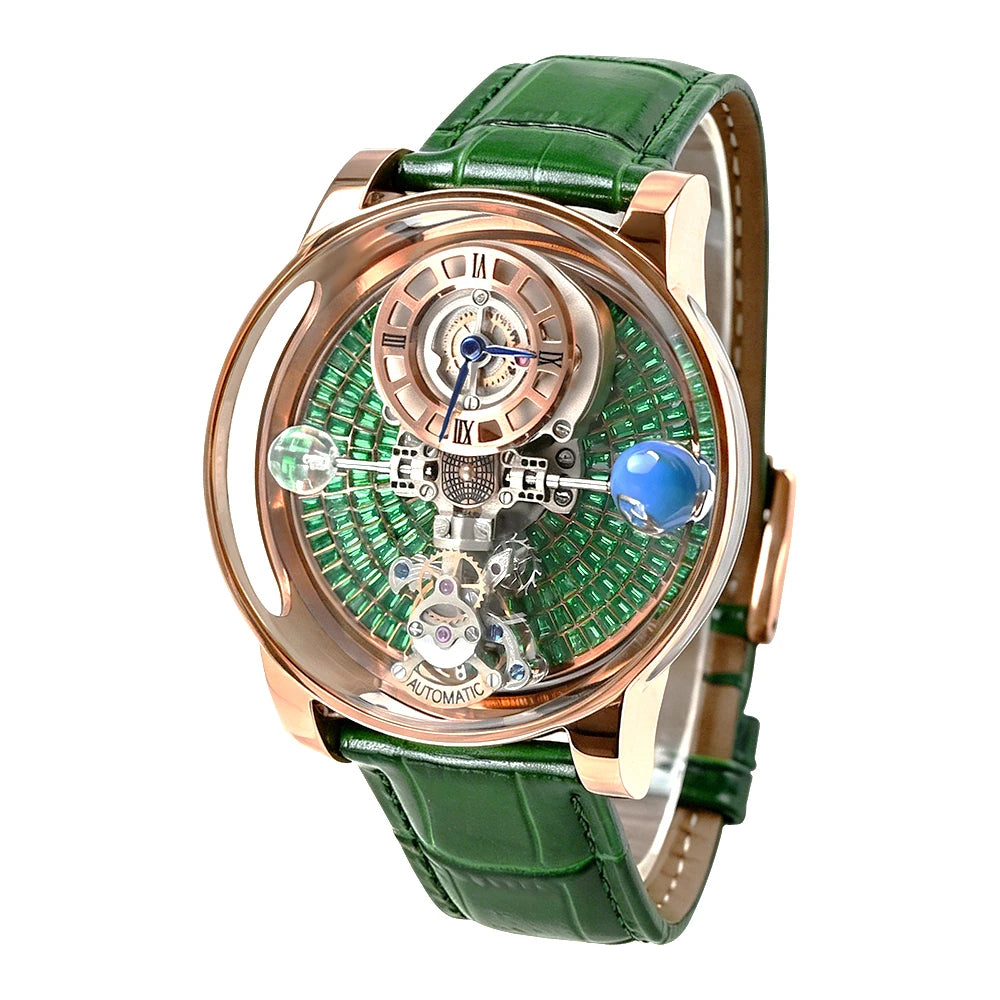 Hot Sale Support Customization 46mm Fully Transparent Celestial Body Earth Quartz Watch for Men