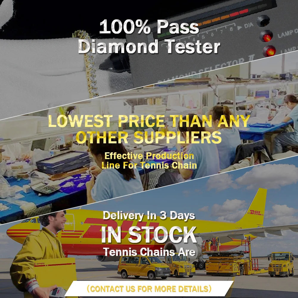 Elisa High Quality 3MM Moissanite Tennis Necklace Pass Diamond Tester Iced Out Vvs Diamond Gold Plated 925 Silver