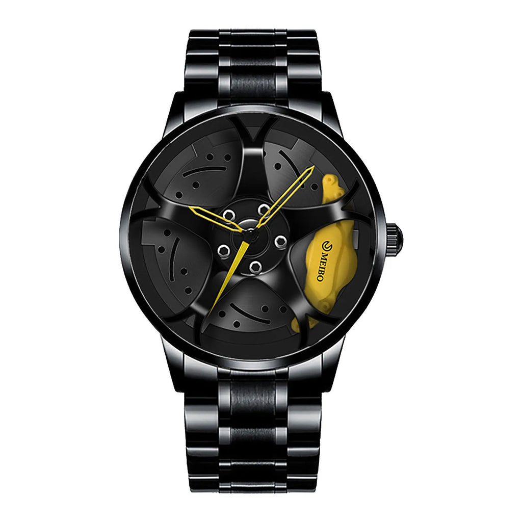 High Quality Unique Sports Wheel Watches Men Wrist Cool 3D Design Black Car Wrist Watch Mw12