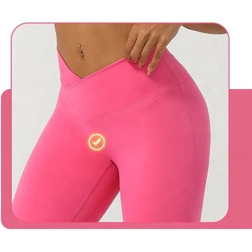 New Nude Cross V Yoga Nine Minute Pants No T Line Peach Lift Hip Fitness Pants Quick Dry Exercise Pants