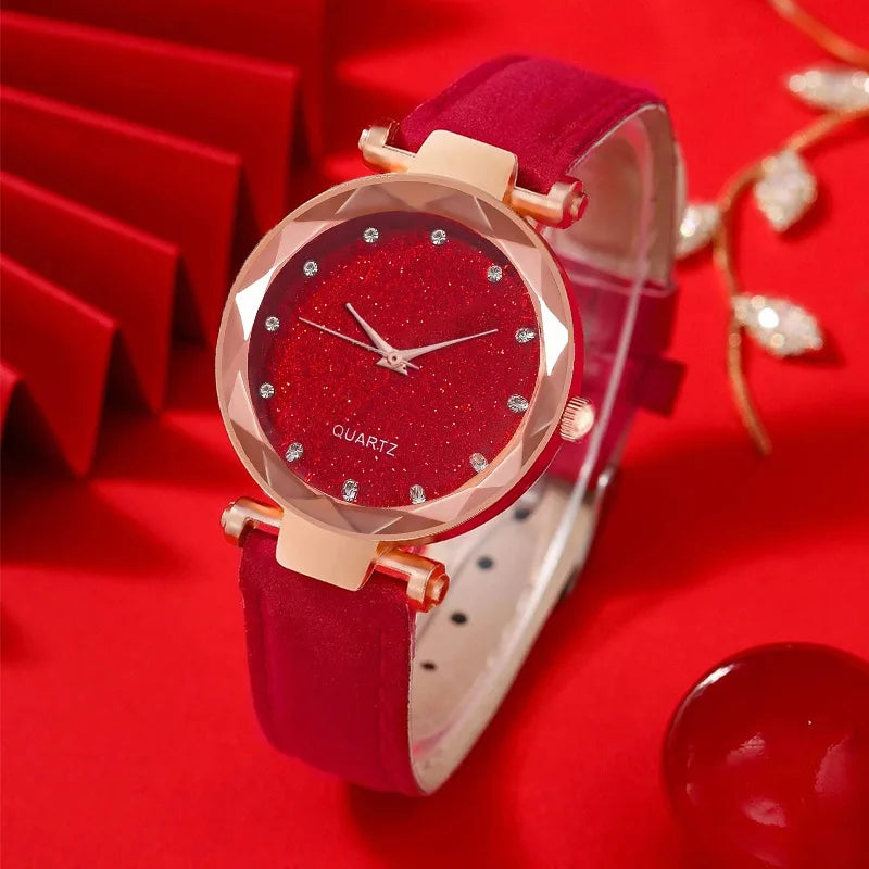 Eco-friendly Women's Quartz Watch with Glass Dial Faux Leather Strap Fashionable and Casual Hands  Feature