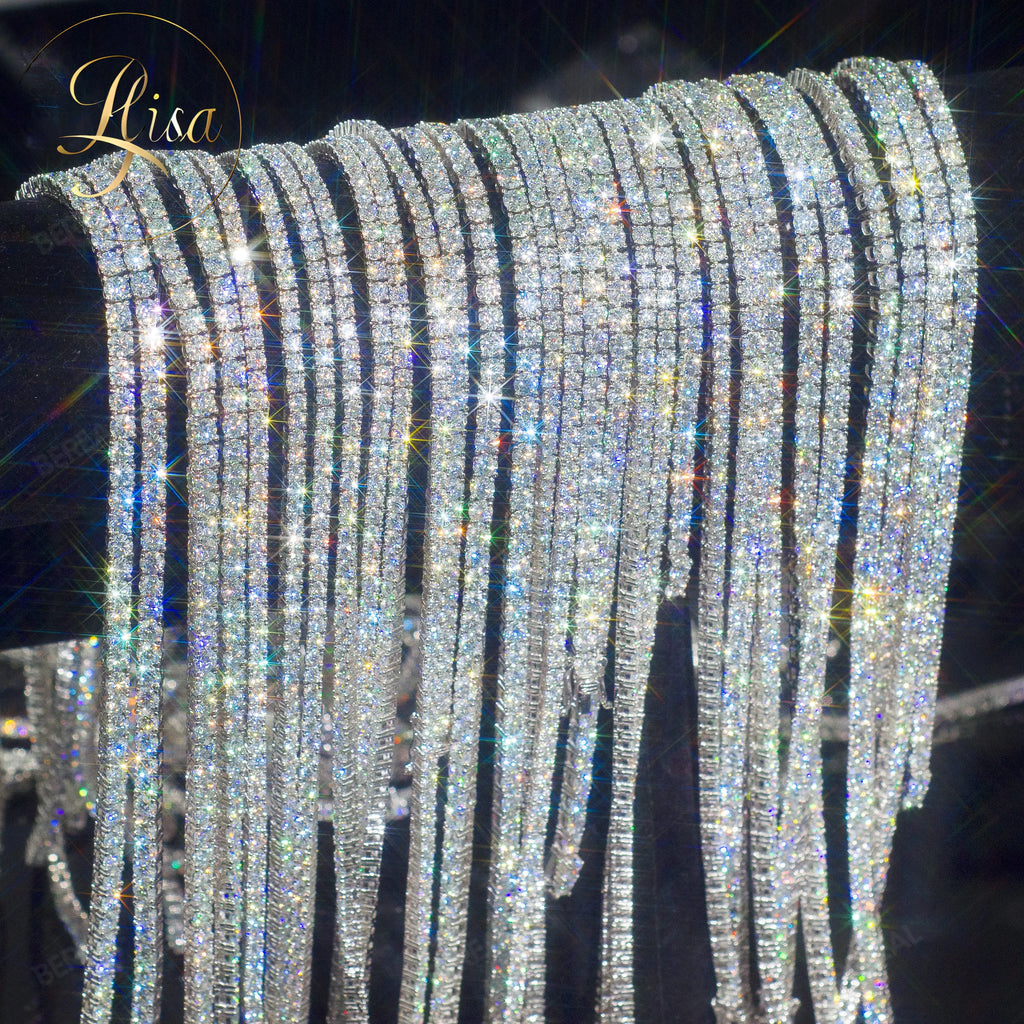 Elisa High Quality 3MM Moissanite Tennis Necklace Pass Diamond Tester Iced Out Vvs Diamond Gold Plated 925 Silver