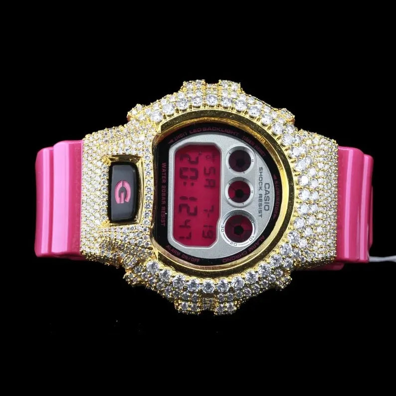 Iced Out VVS Moissanite Diamonds 925 Sterling Silver Buss Down Fully Round Dial Case Watch Bezel