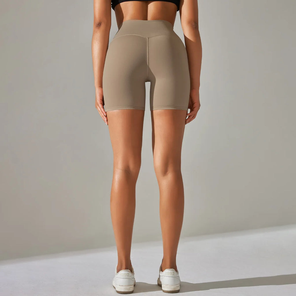 High-Waisted Butt Lifting Soft Workout Pants Tummy Control Yoga Shorts with Solid Pattern for Sports Fitness
