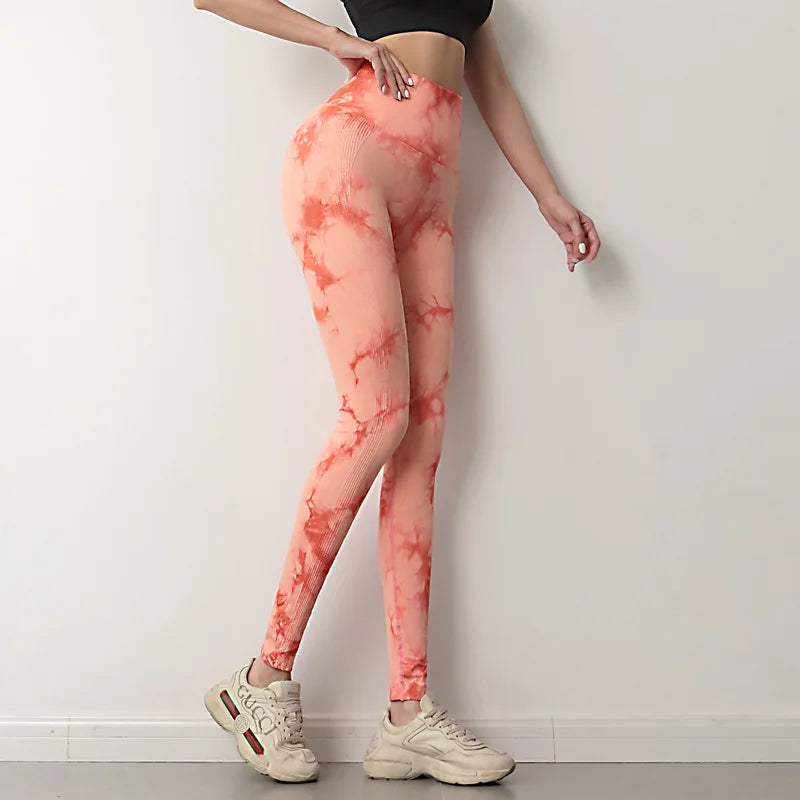 Tie Dye Seamless High Waisted Workout Leggings for Women Scrunch Butt Lifting Yoga Pants Yoga Leggings