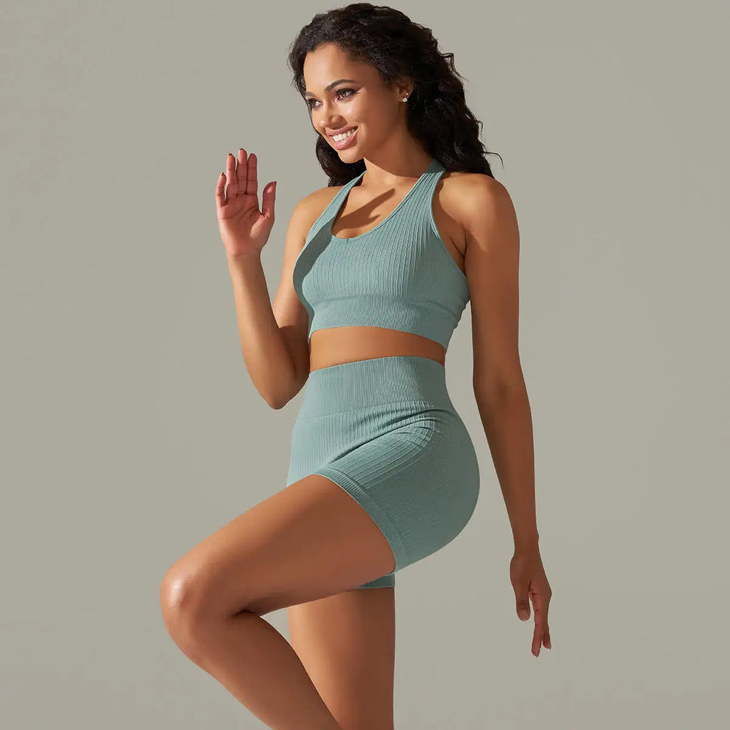 2024 New Women's Workout Outfit 2 Pieces Yoga Leggings With Sports Bra Gym Clothes Set