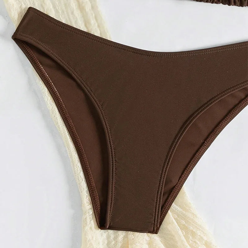 XCRFD-SGX-YXY23243 Eco Friendly Swimwear Ladies Solid Color Four Piece Bikini Suit Women's Beachwear