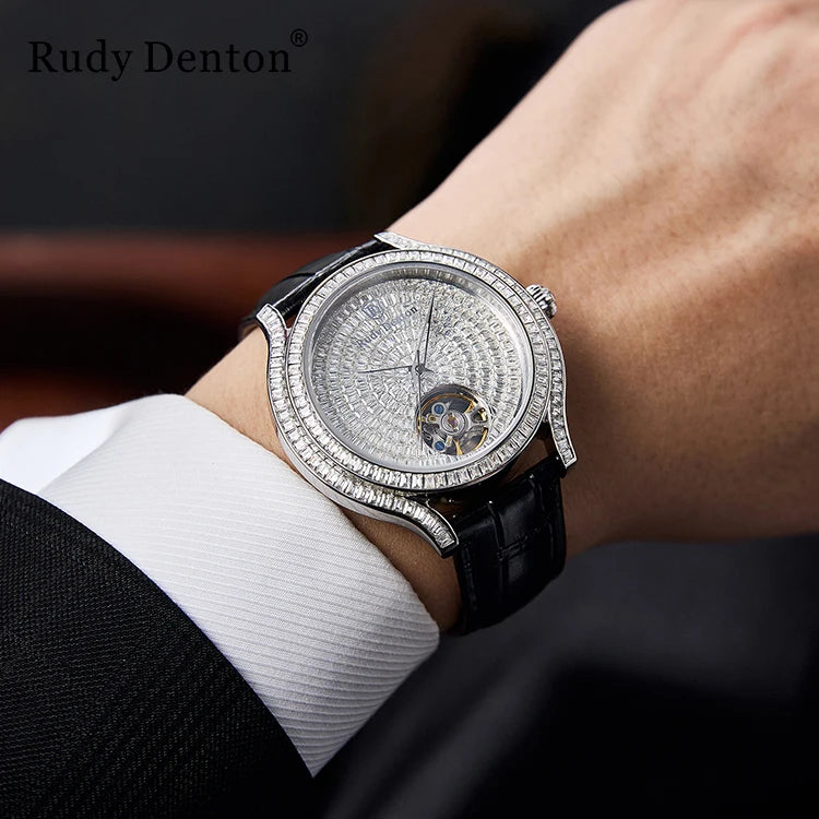 Rudy Denton High Quality China Watch Factory Leather Luxury  Waterproof Fashion Custom Automatic Mechanical Watch for Men