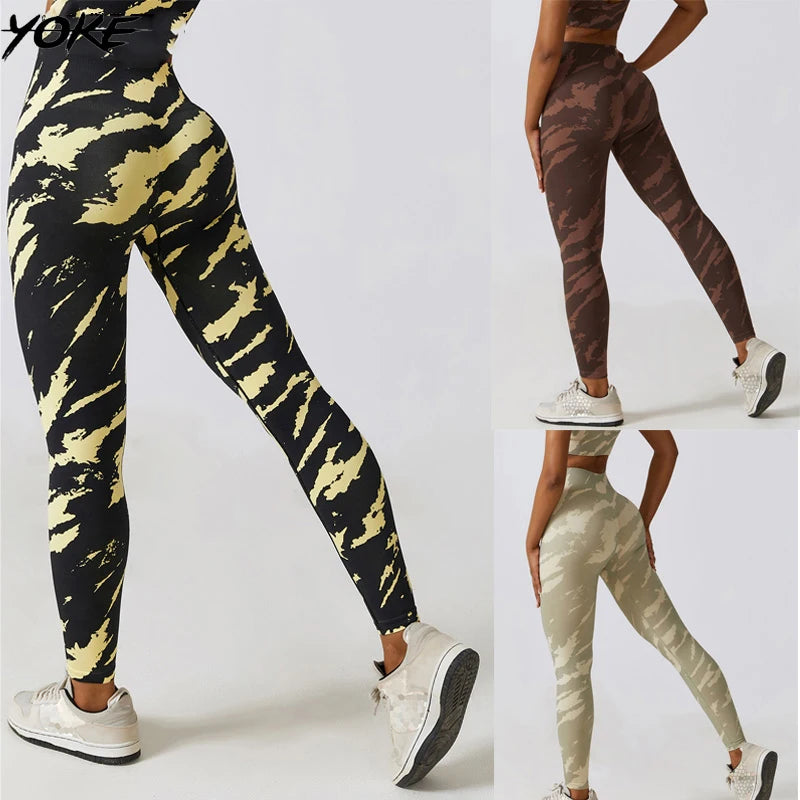 YOKE Wholesale Camouflage Fitness Printed Yoga Leggings Scrunch Bum Leggings Seamless  Leggings for Women