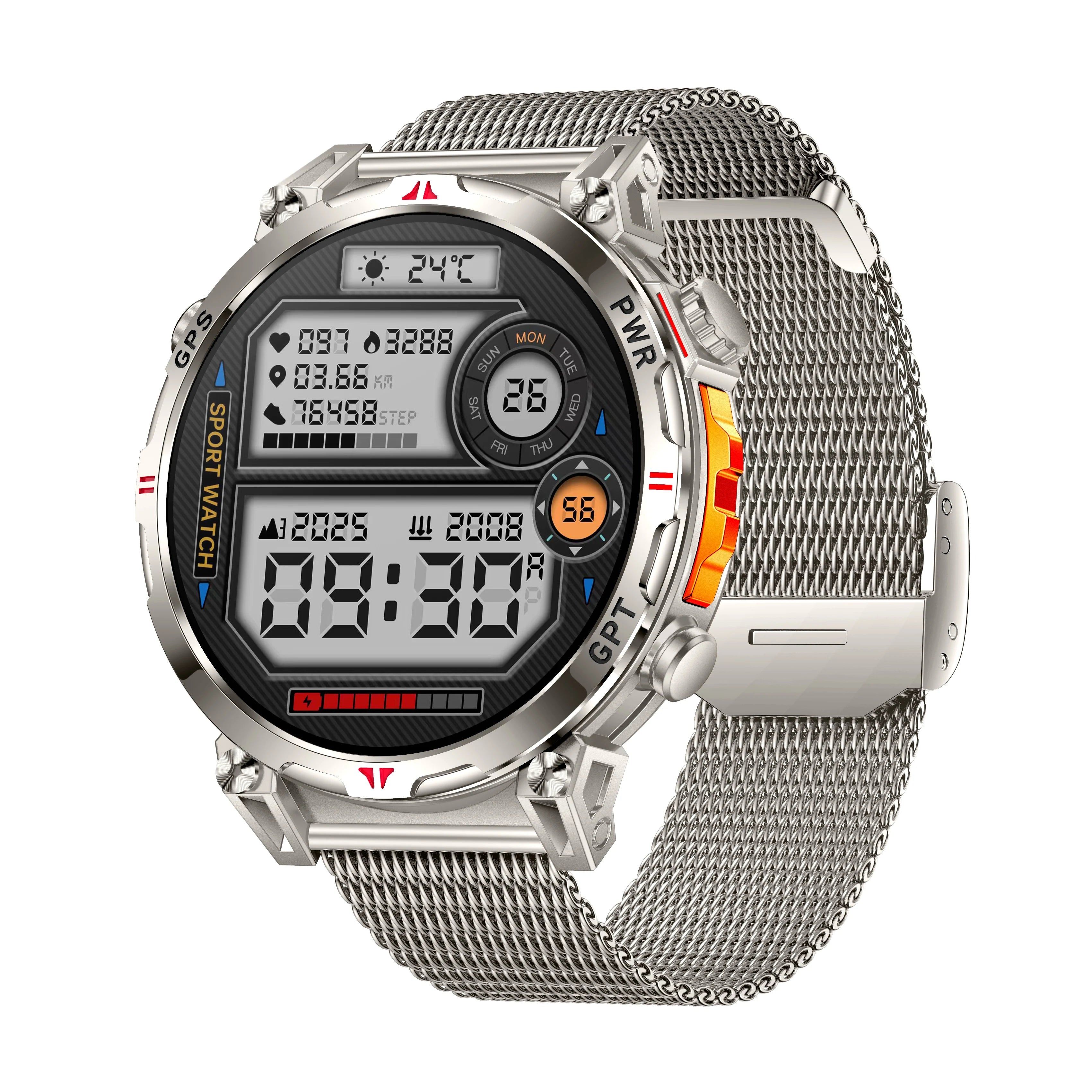 2026 3ATM Waterproof Smart Watch Outdoor GPS Adventures Magnetic Charging AMOLED IOS BestPerformance Alarm Clock Rubber Band
