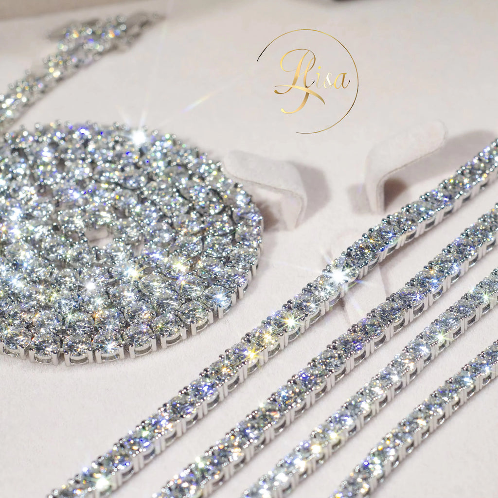 Elisa High Quality 3MM Moissanite Tennis Necklace Pass Diamond Tester Iced Out Vvs Diamond Gold Plated 925 Silver