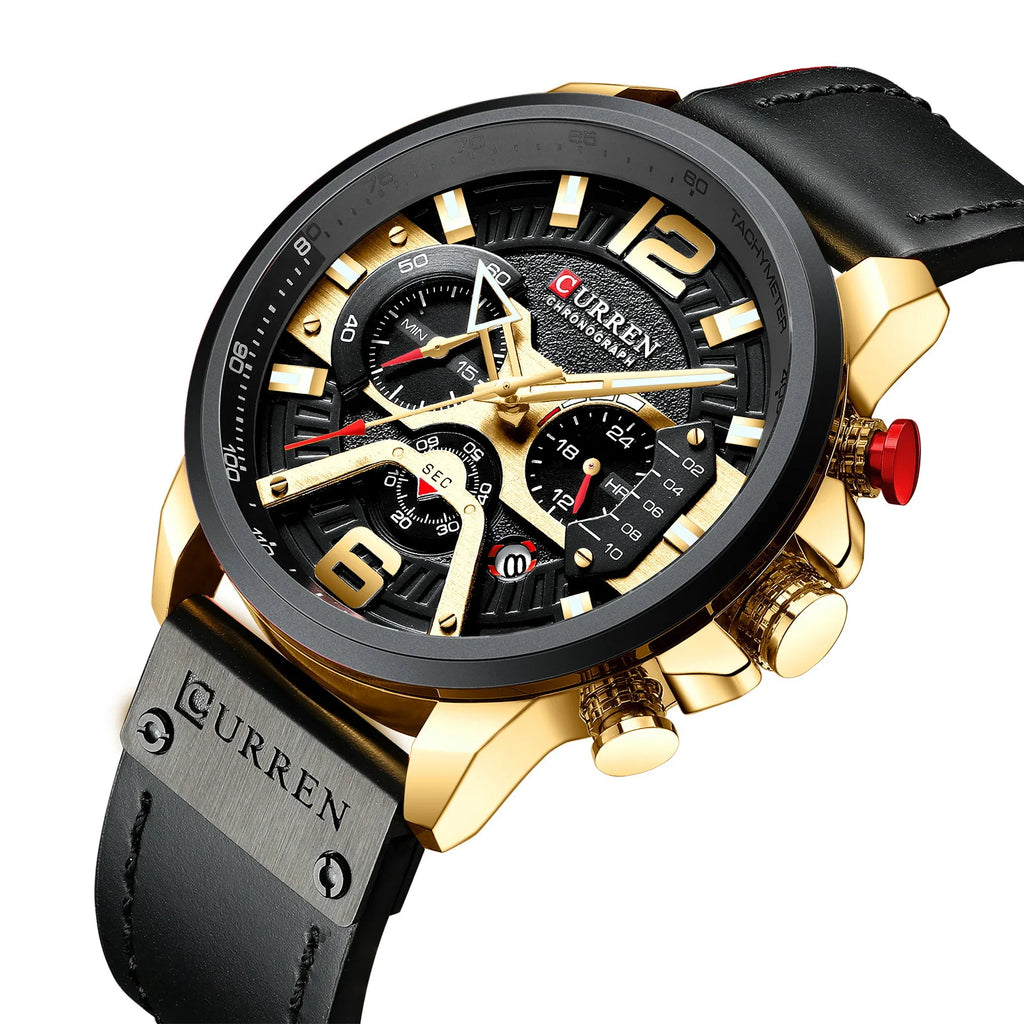 Top Brand Luxury Leather Wrist Watch Man Clock Fashion Chronograph Wristwatch Brand Curren Casual Sport Watches for Men