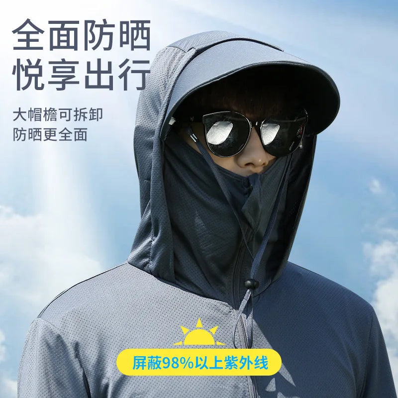 Wholesale Uv protection Clothing Sun Protection Hoodie Quick Dry Breathable Fishing Wear Hiking Shirt Men's Sun UV Protective
