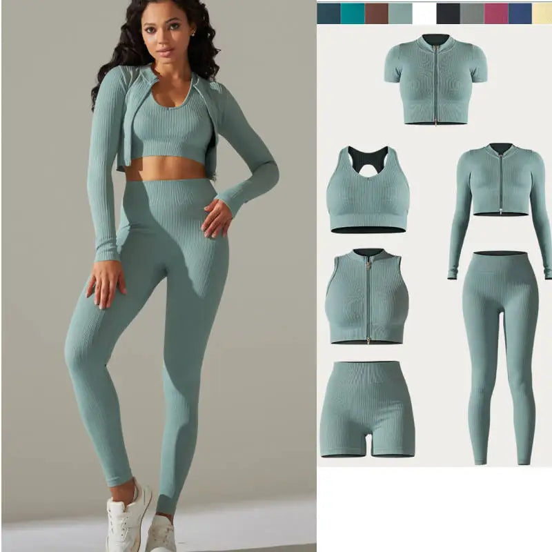 2024 New Women's Workout Outfit 2 Pieces Yoga Leggings With Sports Bra Gym Clothes Set