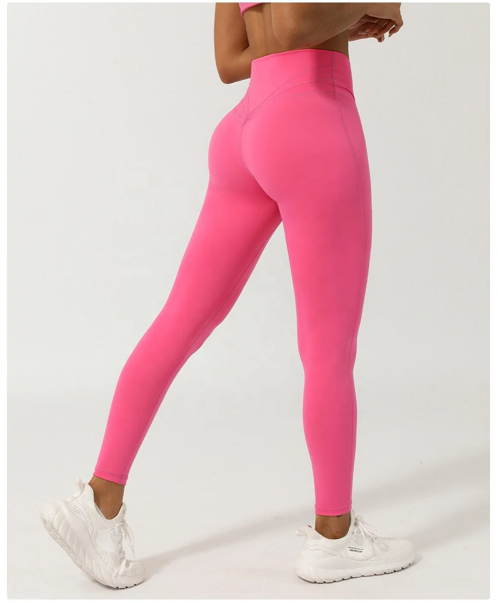 New Nude Cross V Yoga Nine Minute Pants No T Line Peach Lift Hip Fitness Pants Quick Dry Exercise Pants