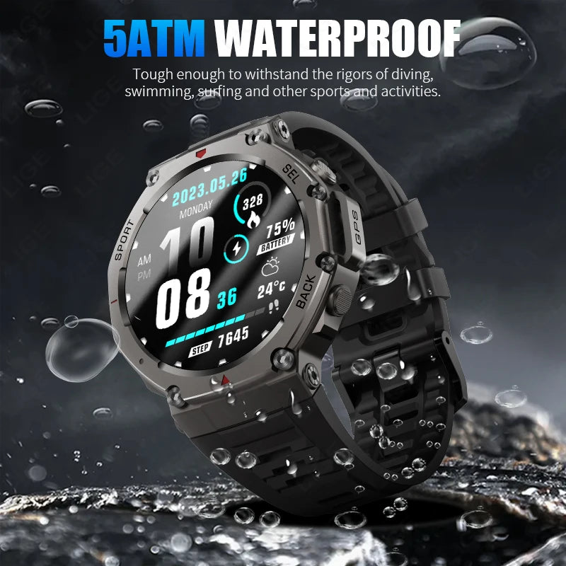 LIGE BWDM58 Satellite GPS Offline Location Smart Watch for Men Compass Long Battery Life Answer Dial Call Smartwatch Android IOS