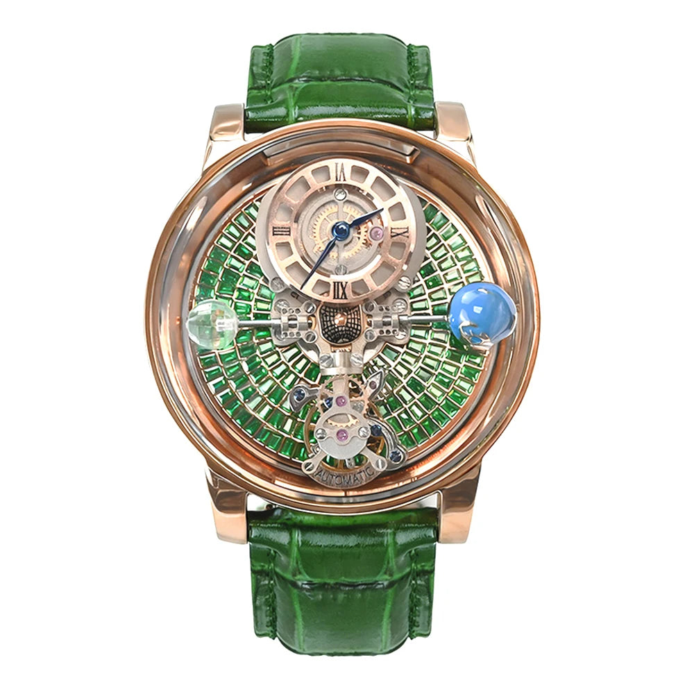 Hot Sale Support Customization 46mm Fully Transparent Celestial Body Earth Quartz Watch for Men