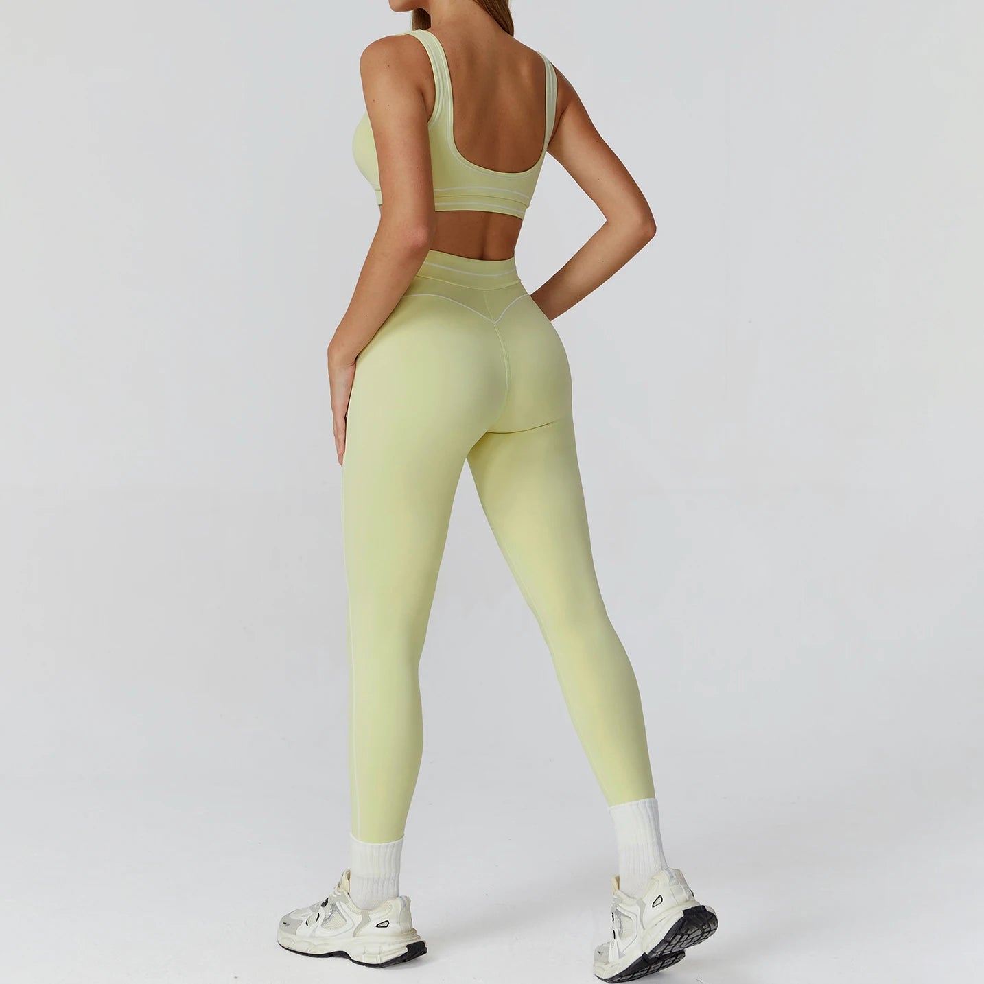 YIYI Wholesale Contrast Piping 3 Design Top Gym Fitness Sets Girl High Waist Athletic Set 6pcs Workout Suit Yoga Wear Sportswear