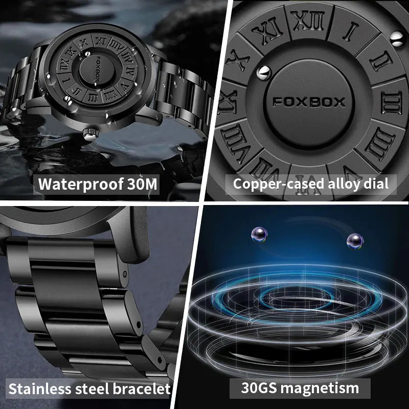 New FOXBOX Watch 0047 Retro Roman Numeral Design Men's Watches Good Quality Quartz Movement 3ATM Waterproof Watch