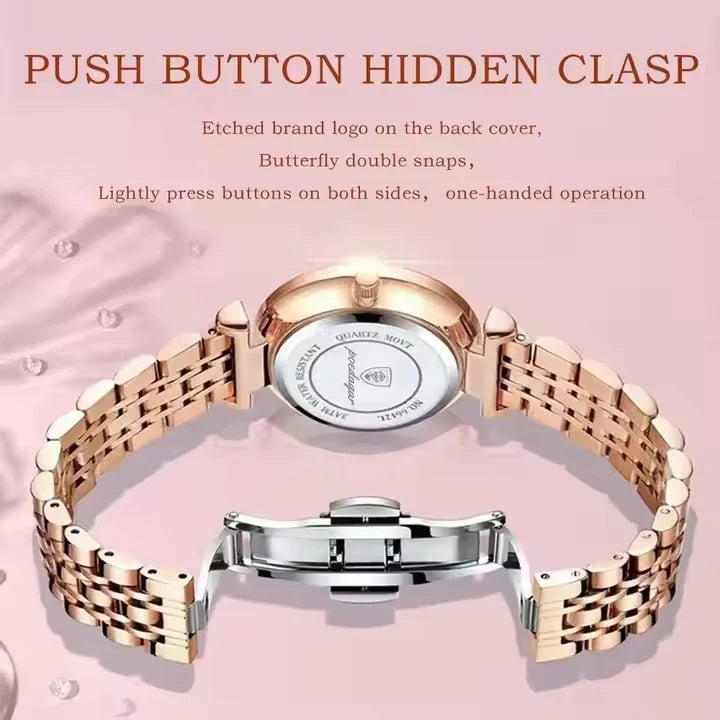 POEDAGAR 3013 Luxury Stainless Steel Band Women Quartz Watch Luminous Waterproof Date Lady Watches