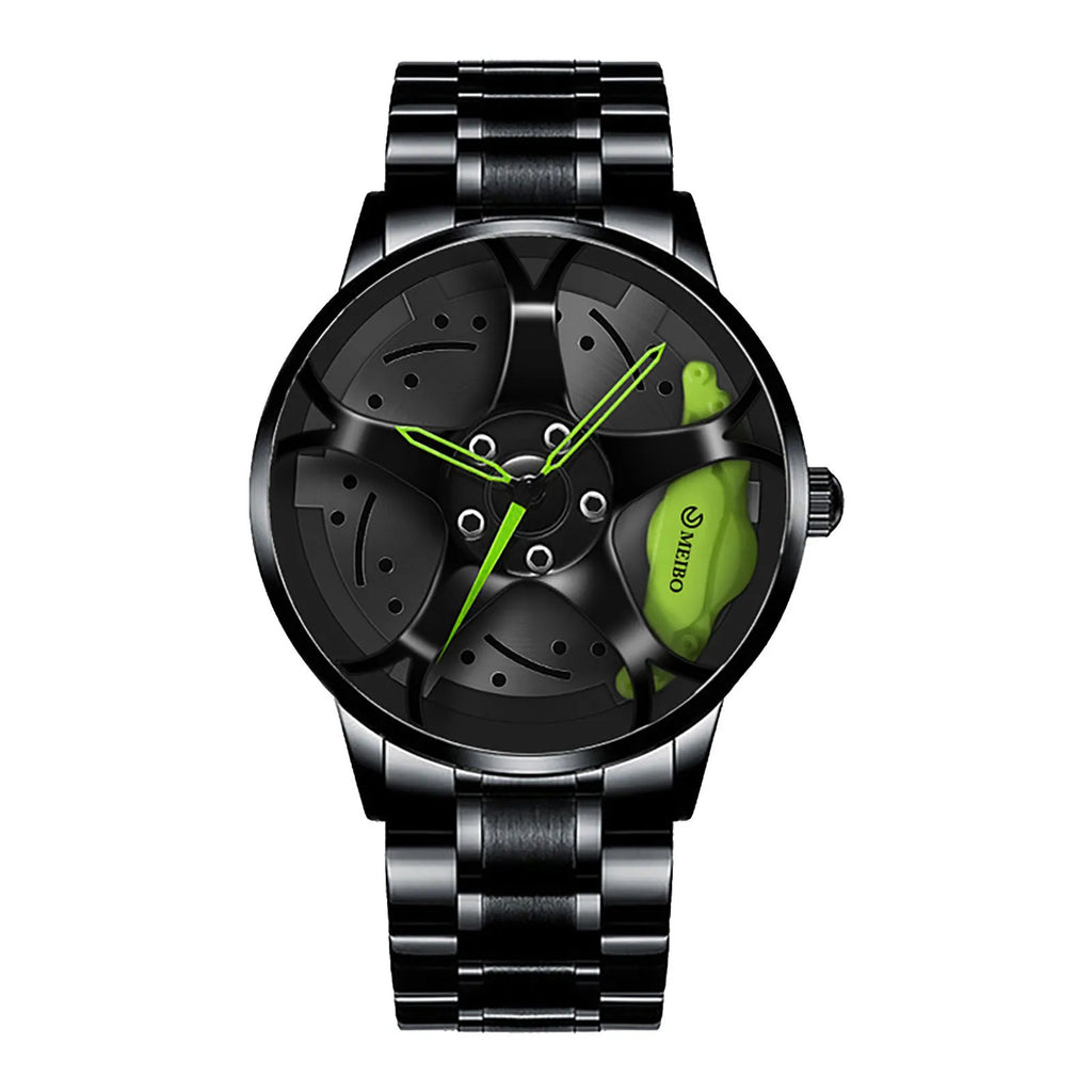 High Quality Unique Sports Wheel Watches Men Wrist Cool 3D Design Black Car Wrist Watch Mw12