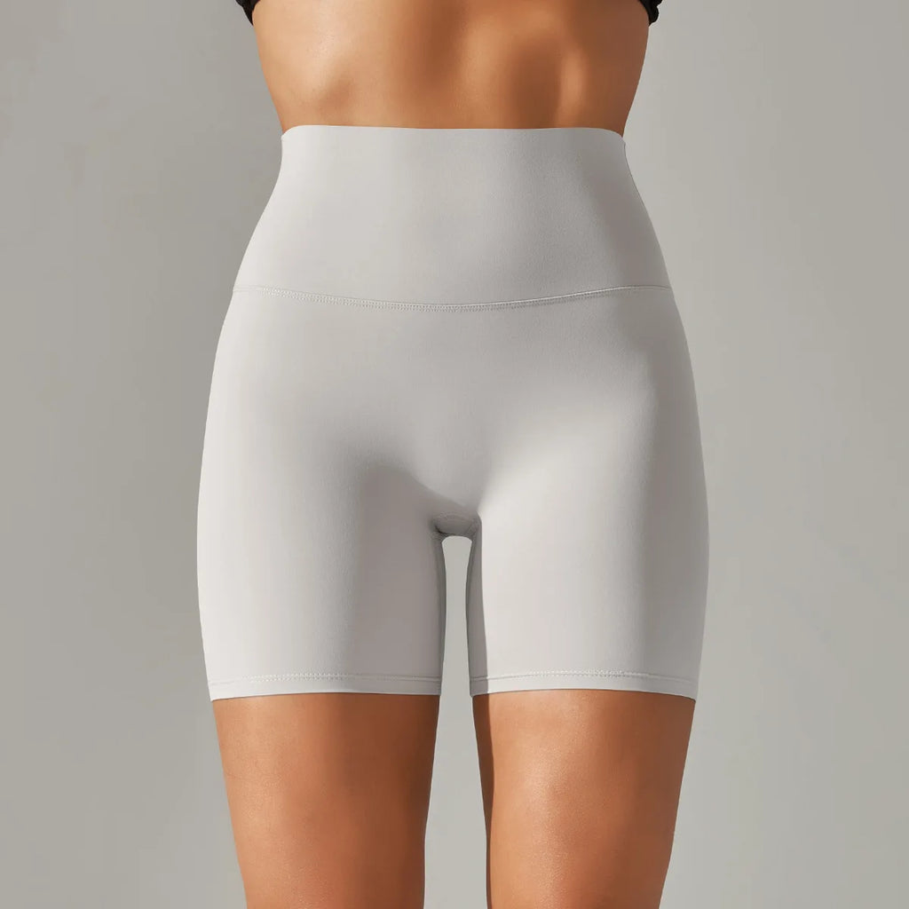 High-Waisted Butt Lifting Soft Workout Pants Tummy Control Yoga Shorts with Solid Pattern for Sports Fitness