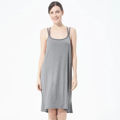 Women's Night Dress Fashion Sexy Backless Nightgown Plus Size Summer Ladies Home Wear Nightshirt Cross Strap Dresses 2XL-7XL