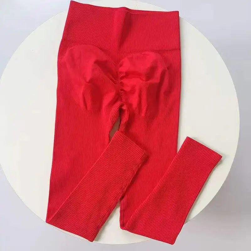 Warm Rib Booty Yoga Leggings Seamless Ribbed Fitness Gym Solid Color Pants Push up Yoga Scrunch Ribbed Leggins Hot Sale Winter