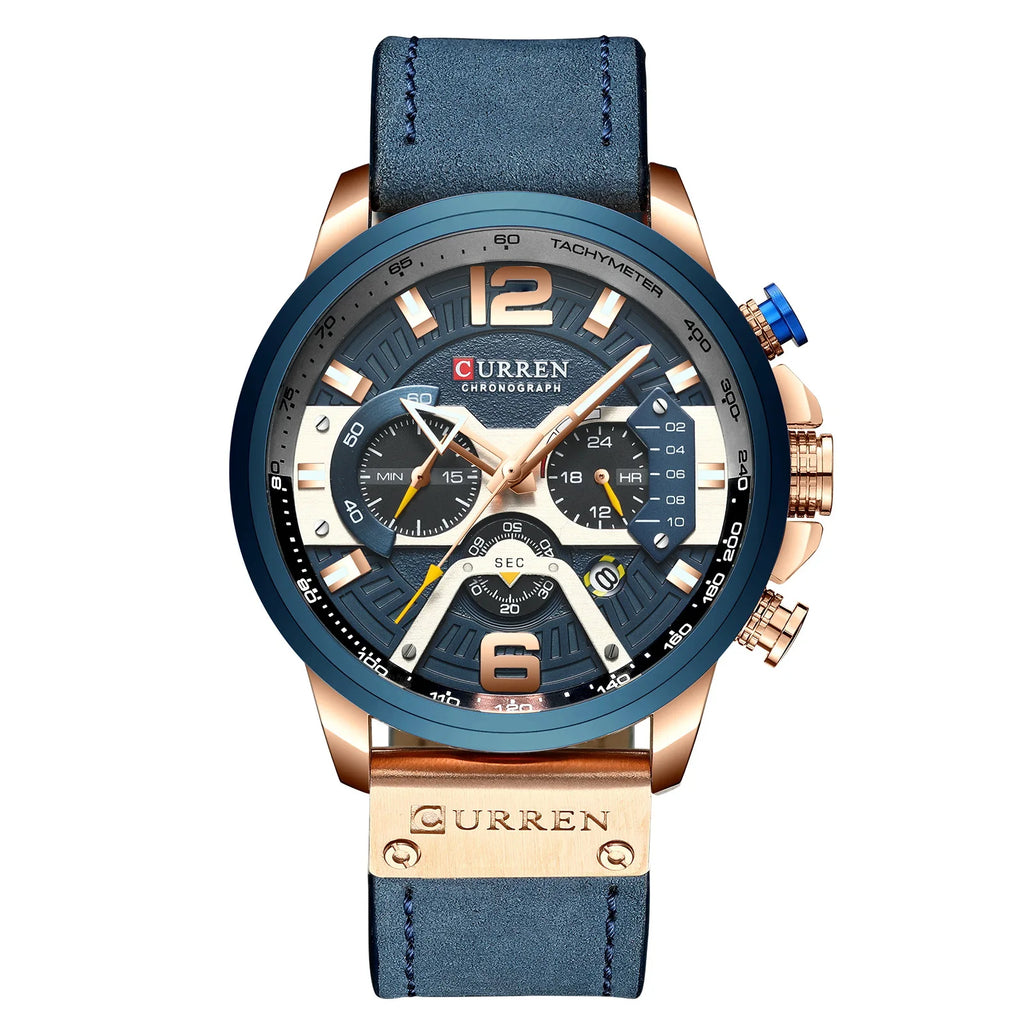 Top Brand Luxury Leather Wrist Watch Man Clock Fashion Chronograph Wristwatch Brand Curren Casual Sport Watches for Men