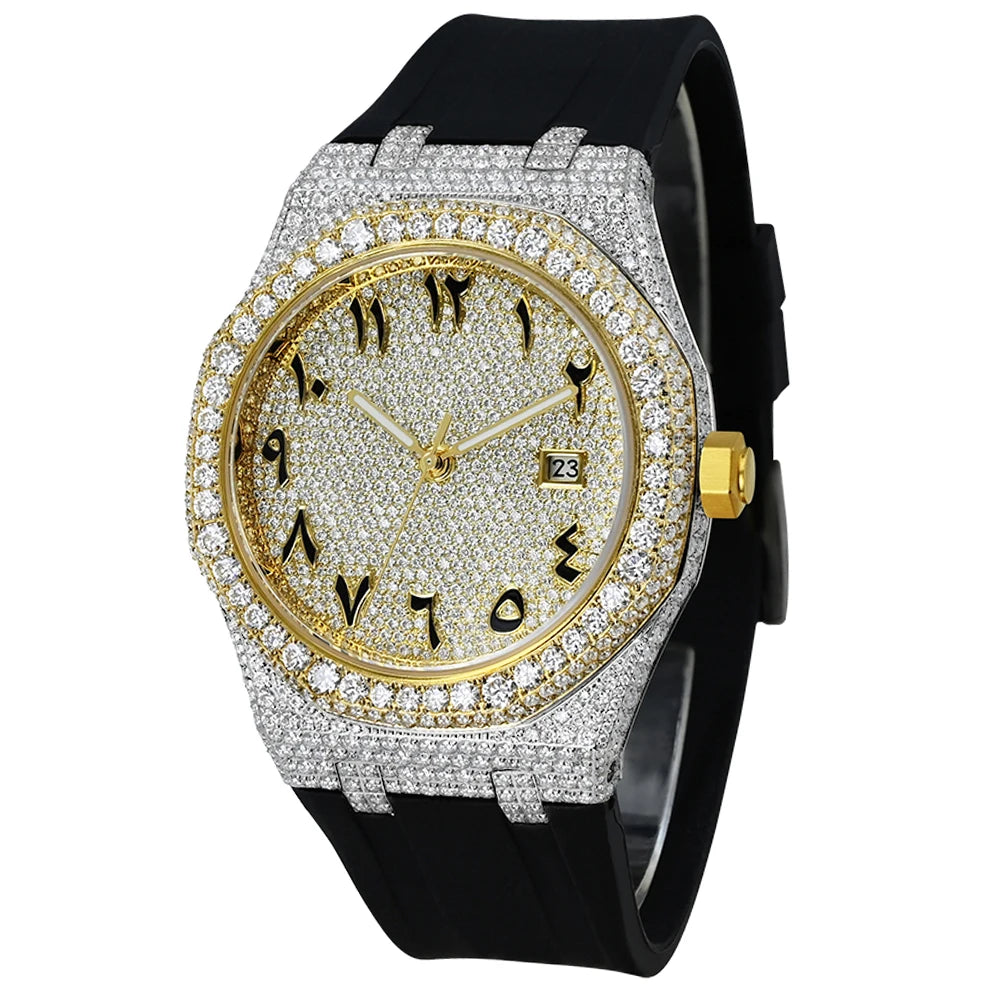Hip Hop Diamond Watch Jewelry Square Bezel VVS Moissanite Watch Parts Customized Band Iced Out Logo Men Bust Down Watches ODM