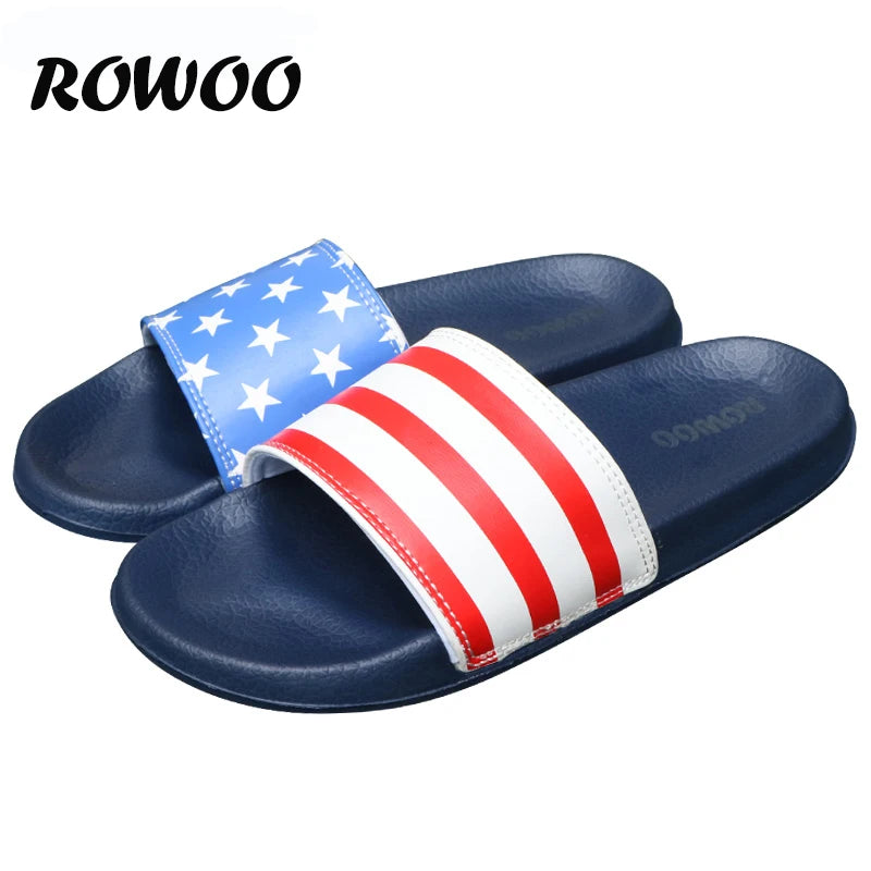 Mens Slides Flat Flip Flop Non-Slip Designer Striped Sandals Home Slippers Male Fashion Slides Casual House Pool Footwear