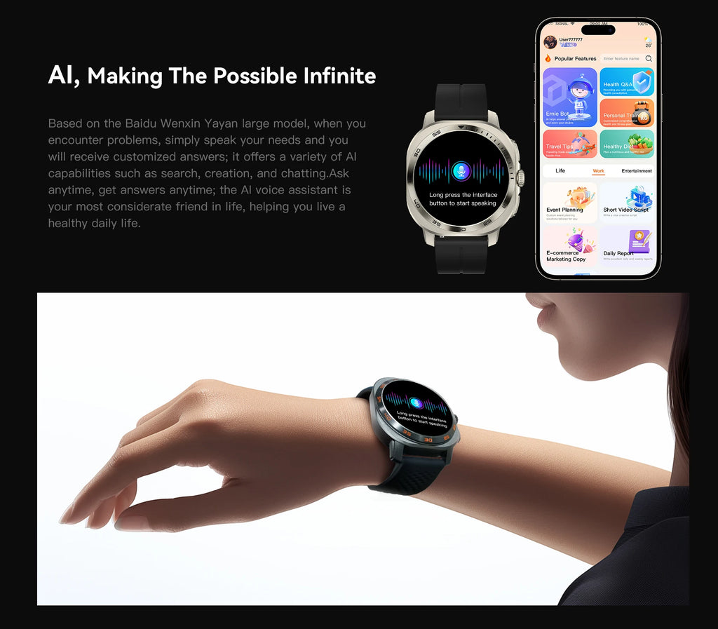 USA Stock Smart Watch AM32 AMOLED 1.43", 3ATM Waterproof, Sports Mode, Support for IOS, Android Mobile Phone Men's Smart Watch.