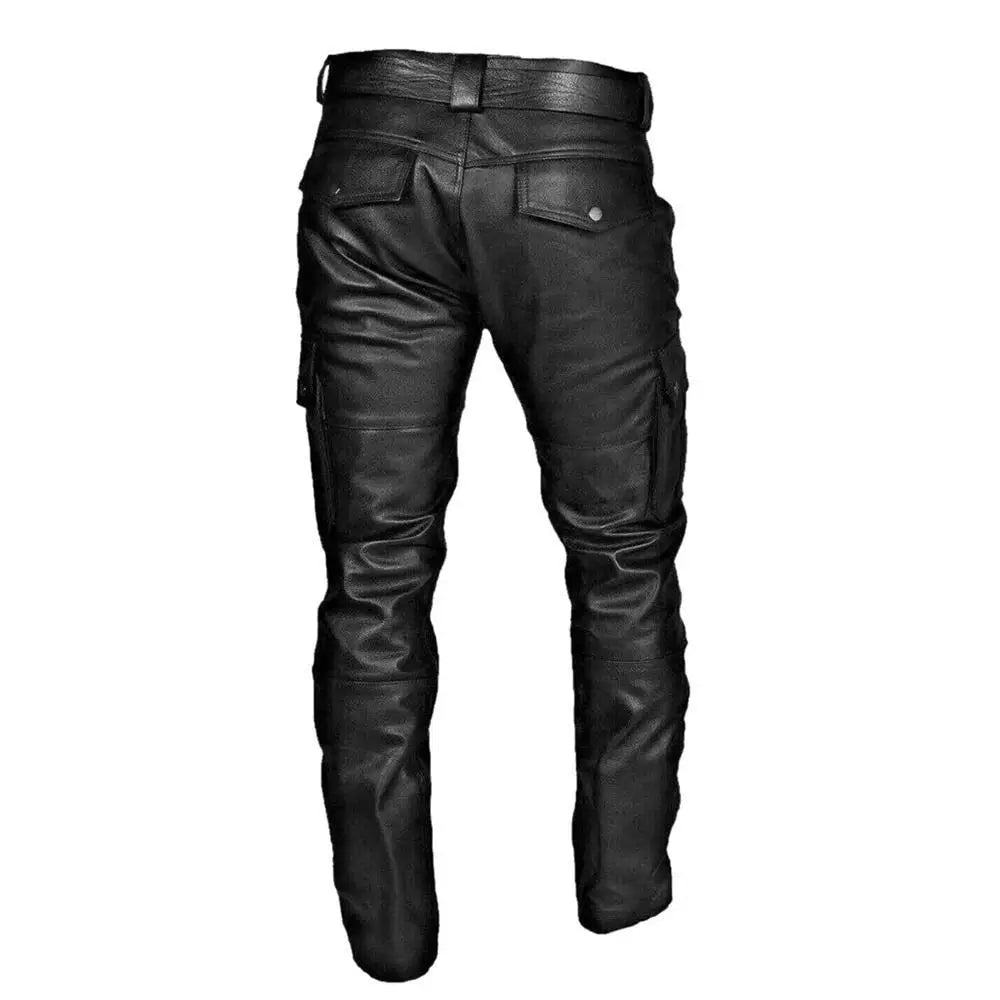 SZLLY-1217-PK01 New Arrival Men's Leather Pants Solid Color Pu Leather Pants Men's Leisure Long Pants
