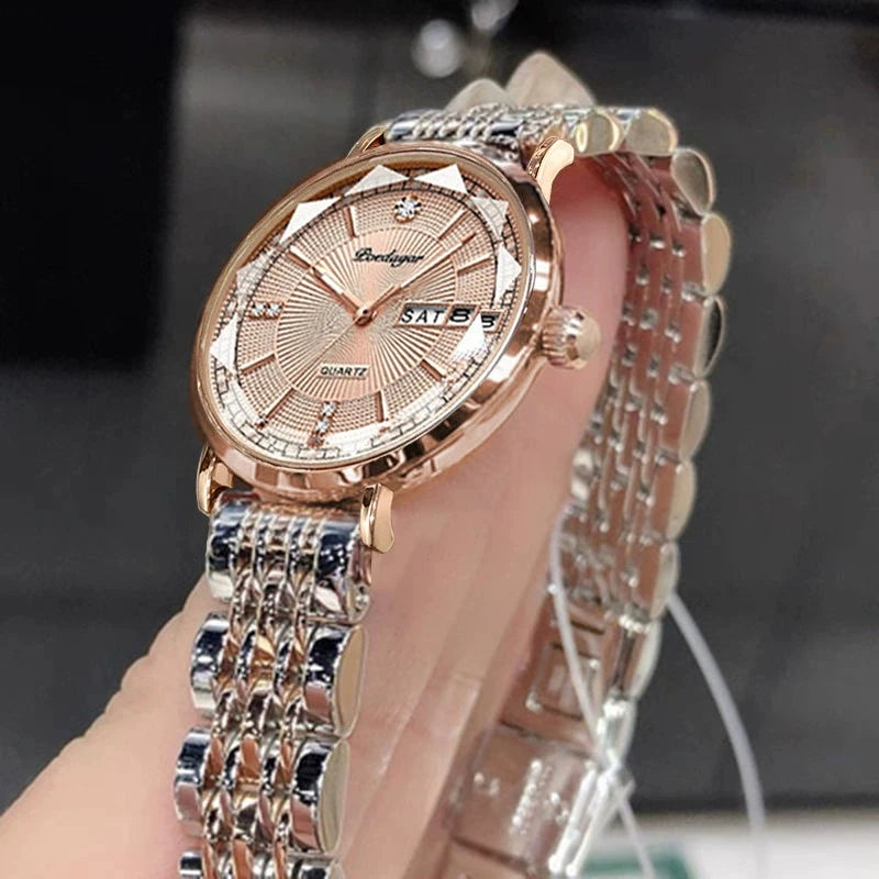 POEDAGAR 3013 Luxury Stainless Steel Band Women Quartz Watch Luminous Waterproof Date Lady Watches