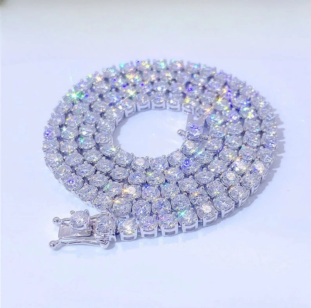 Elisa High Quality 3MM Moissanite Tennis Necklace Pass Diamond Tester Iced Out Vvs Diamond Gold Plated 925 Silver