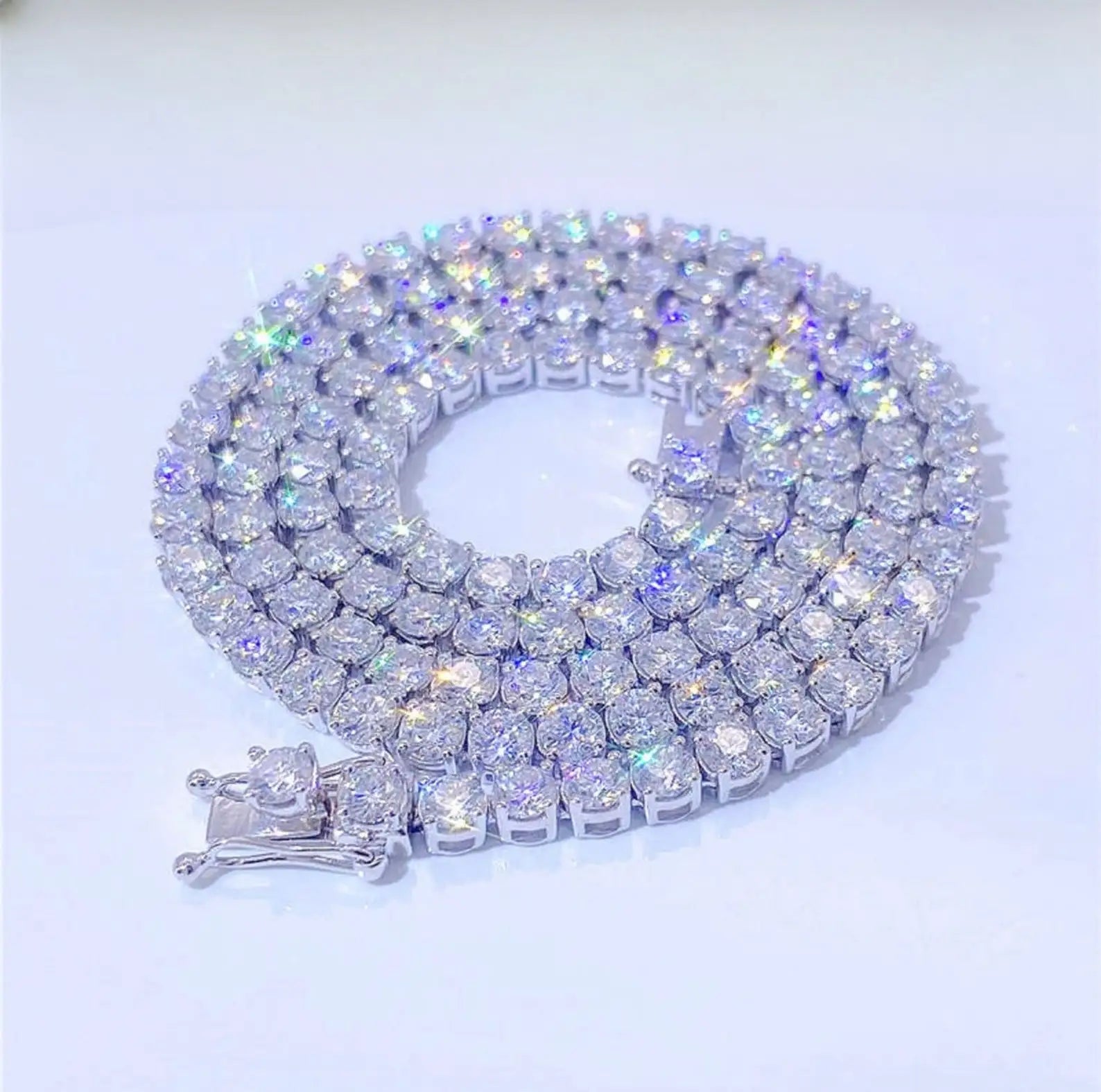 Elisa High Quality 3MM Moissanite Tennis Necklace Pass Diamond Tester Iced Out Vvs Diamond Gold Plated 925 Silver