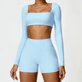Fitness Ropa Yoga Women Long Sleeves Sports Wear Custom logo Outfit Workout Clothing Scrunch Butt Work Out Clothes Fitness Sets