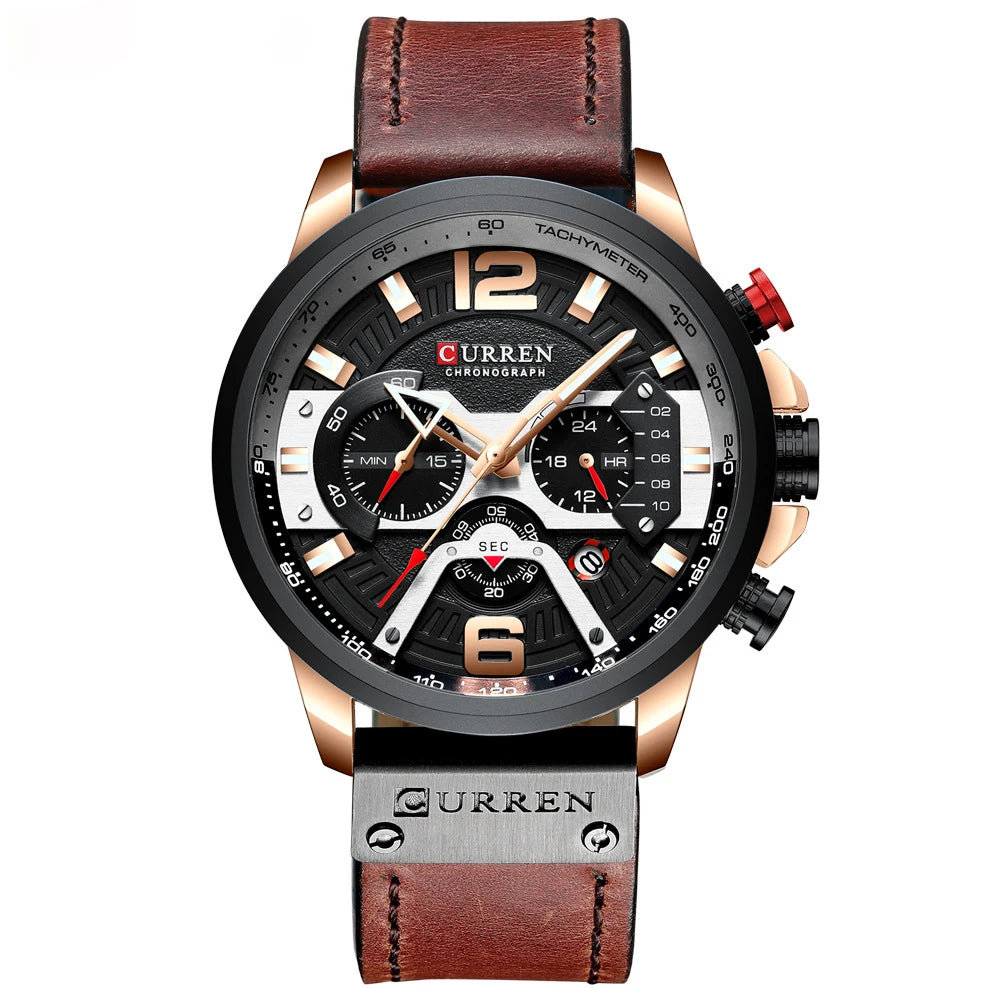 Top Brand Luxury Leather Wrist Watch Man Clock Fashion Chronograph Wristwatch Brand Curren Casual Sport Watches for Men