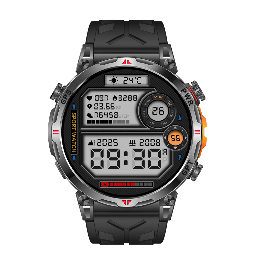 2026 3ATM Waterproof Smart Watch Outdoor GPS Adventures Magnetic Charging AMOLED IOS BestPerformance Alarm Clock Rubber Band