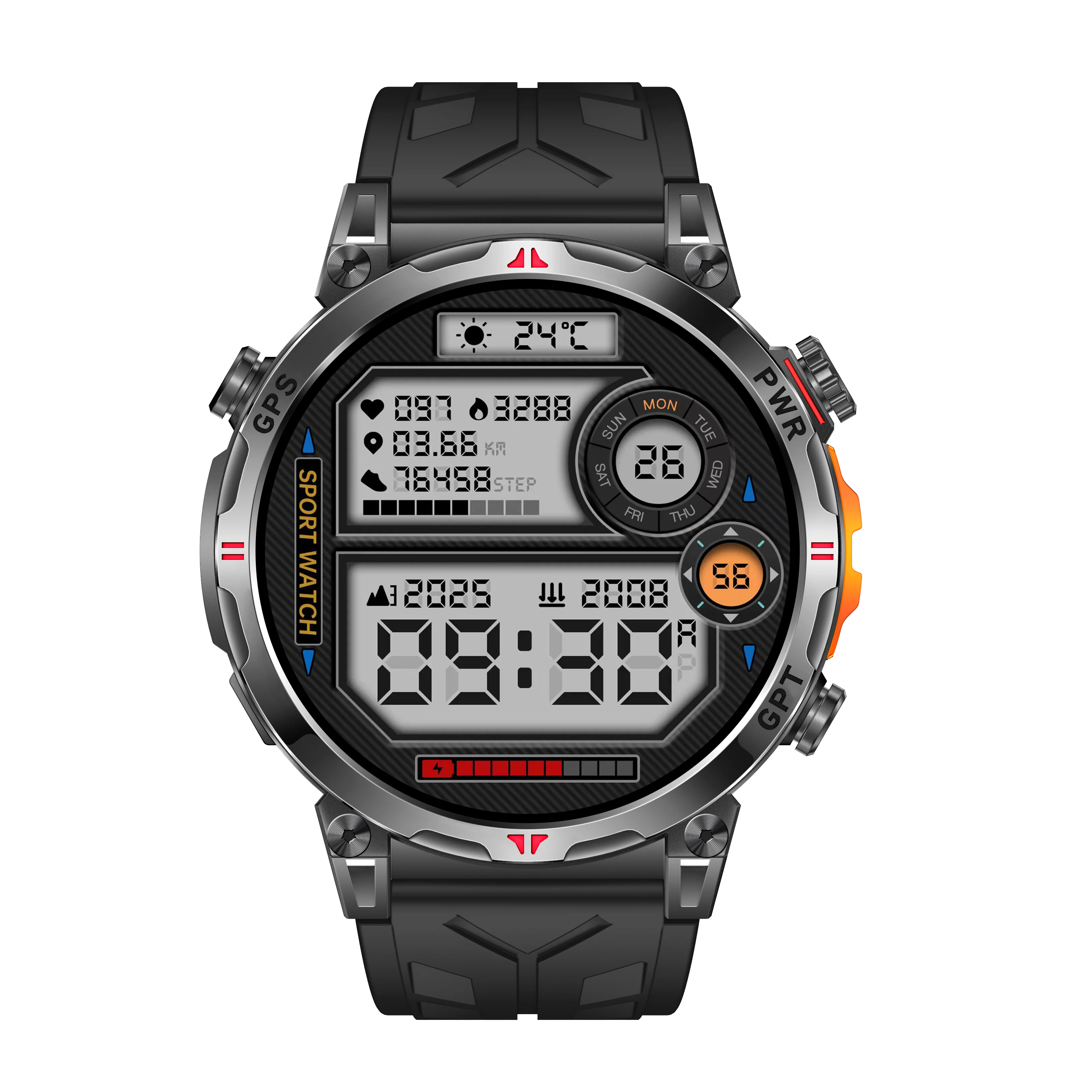 2026 3ATM Waterproof Smart Watch Outdoor GPS Adventures Magnetic Charging AMOLED IOS BestPerformance Alarm Clock Rubber Band