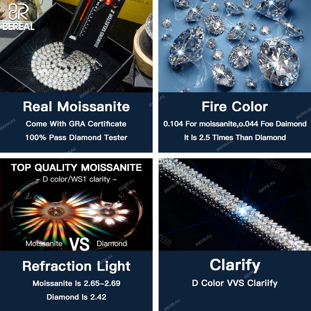 Elisa High Quality 3MM Moissanite Tennis Necklace Pass Diamond Tester Iced Out Vvs Diamond Gold Plated 925 Silver