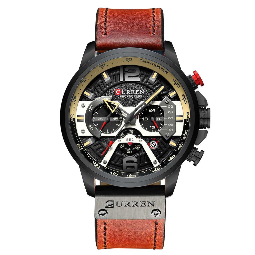 Top Brand Luxury Leather Wrist Watch Man Clock Fashion Chronograph Wristwatch Brand Curren Casual Sport Watches for Men