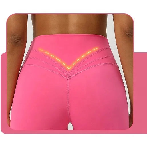 New Nude Cross V Yoga Nine Minute Pants No T Line Peach Lift Hip Fitness Pants Quick Dry Exercise Pants