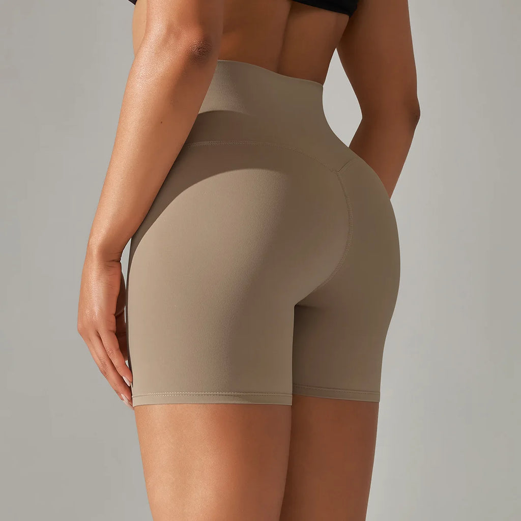 High-Waisted Butt Lifting Soft Workout Pants Tummy Control Yoga Shorts with Solid Pattern for Sports Fitness