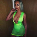 OMSJ 2023 New Hot Neon Green Elegant Sexy Club Party Dresses Women Strapless Sleeveless Bandage Dress Summer Lace Up Mini Dress