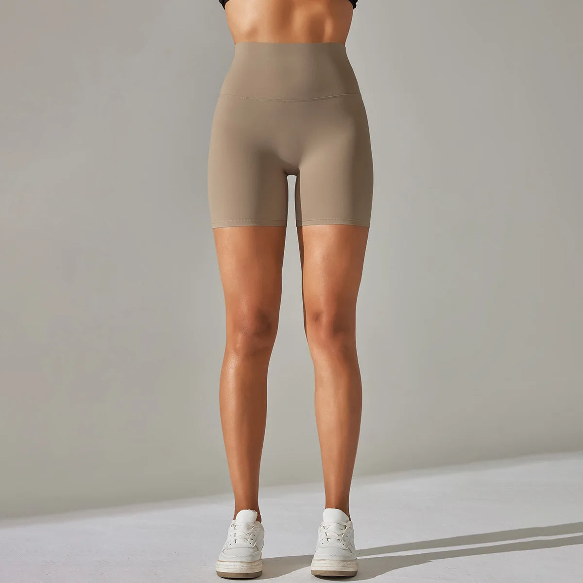 High-Waisted Butt Lifting Soft Workout Pants Tummy Control Yoga Shorts with Solid Pattern for Sports Fitness